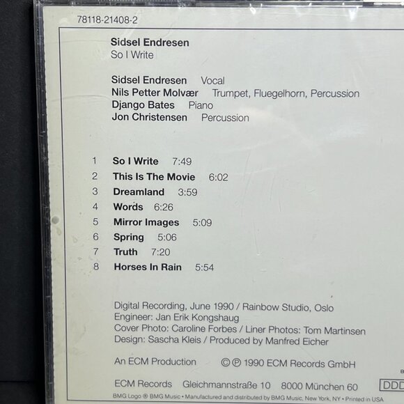 New & Sealed Sidsel Endresen So I Write 1990 Jazz Album CD - Picture 3 of 3